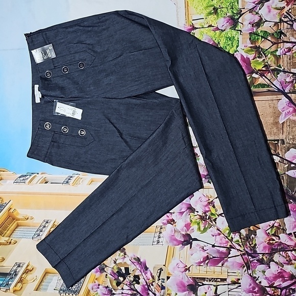 7th Avenue Runway Fit 6 Button High Waisted Super Slim Pants Size 0 NWT - Picture 2 of 7